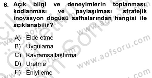 Turizmde Girişimcilik Ve İnovasyon Dersi 2024 - 2025 Yılı (Final) Dönem Sonu Sınav Soruları 6. Soru