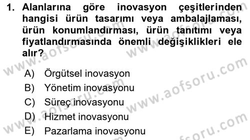 Turizmde Girişimcilik Ve İnovasyon Dersi 2024 - 2025 Yılı Yaz Okulu Sınav Soruları 1. Soru