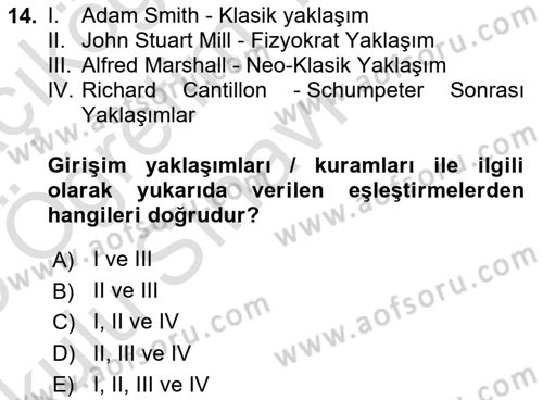 Turizmde Girişimcilik Ve İnovasyon Dersi 2024 - 2025 Yılı Yaz Okulu Sınav Soruları 14. Soru