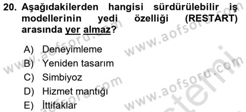 Turizmde Girişimcilik Ve İnovasyon Dersi 2024 - 2025 Yılı Yaz Okulu Sınav Soruları 20. Soru