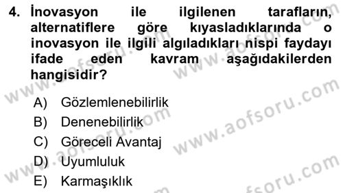 Turizmde Girişimcilik Ve İnovasyon Dersi 2024 - 2025 Yılı Yaz Okulu Sınav Soruları 4. Soru