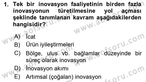 Turizmde Girişimcilik Ve İnovasyon Dersi 2025 - 2026 Yılı (Vize) Ara Sınav Soruları 1. Soru