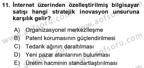 Turizmde Girişimcilik Ve İnovasyon Dersi 2025 - 2026 Yılı (Vize) Ara Sınav Soruları 11. Soru