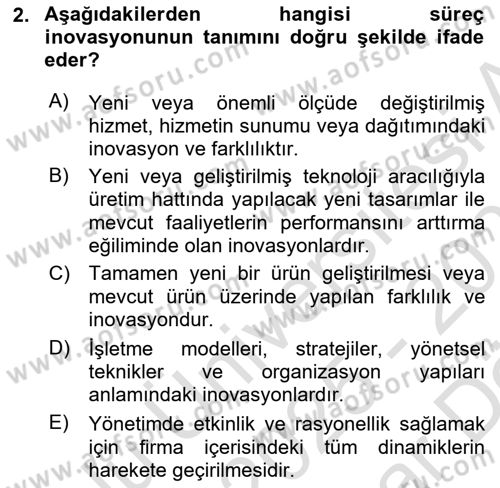 Turizmde Girişimcilik Ve İnovasyon Dersi 2025 - 2026 Yılı (Vize) Ara Sınav Soruları 2. Soru