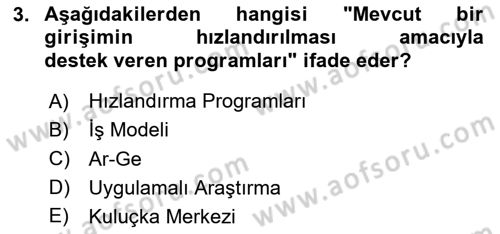 Turizmde Girişimcilik Ve İnovasyon Dersi 2025 - 2026 Yılı (Vize) Ara Sınav Soruları 3. Soru