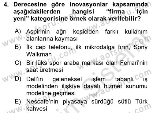 Turizmde Girişimcilik Ve İnovasyon Dersi 2025 - 2026 Yılı (Vize) Ara Sınav Soruları 4. Soru