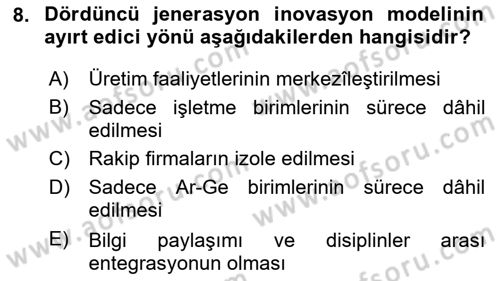 Turizmde Girişimcilik Ve İnovasyon Dersi 2025 - 2026 Yılı (Vize) Ara Sınav Soruları 8. Soru