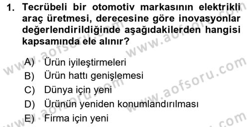 Turizmde Girişimcilik Ve İnovasyon Dersi 2025 - 2026 Yılı (Final) Dönem Sonu Sınav Soruları 1. Soru