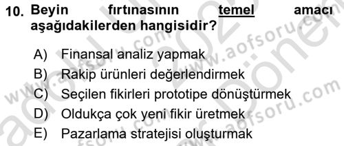 Turizmde Girişimcilik Ve İnovasyon Dersi 2025 - 2026 Yılı (Final) Dönem Sonu Sınav Soruları 10. Soru