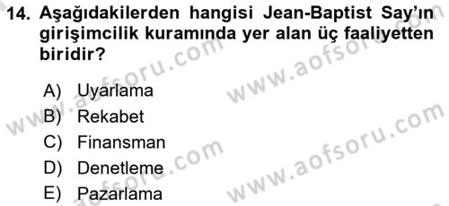 Turizmde Girişimcilik Ve İnovasyon Dersi 2025 - 2026 Yılı (Final) Dönem Sonu Sınav Soruları 14. Soru