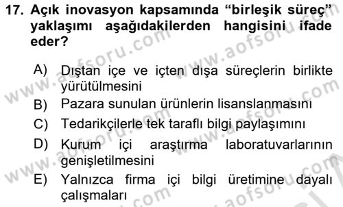Turizmde Girişimcilik Ve İnovasyon Dersi 2025 - 2026 Yılı (Final) Dönem Sonu Sınav Soruları 17. Soru