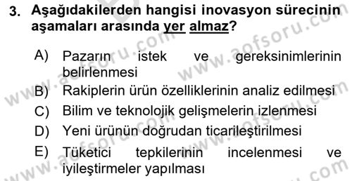 Turizmde Girişimcilik Ve İnovasyon Dersi 2025 - 2026 Yılı (Final) Dönem Sonu Sınav Soruları 3. Soru