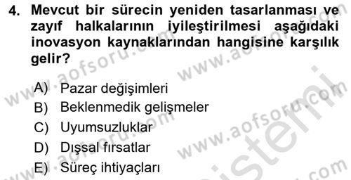 Turizmde Girişimcilik Ve İnovasyon Dersi 2025 - 2026 Yılı (Final) Dönem Sonu Sınav Soruları 4. Soru