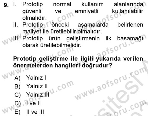 Turizmde Girişimcilik Ve İnovasyon Dersi 2025 - 2026 Yılı (Final) Dönem Sonu Sınav Soruları 9. Soru