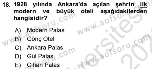 Turizm Tarihi Dersi 2021 - 2022 Yılı (Vize) Ara Sınav Soruları 18. Soru