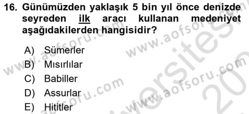 Turizm Tarihi Dersi 2021 - 2022 Yılı (Final) Dönem Sonu Sınav Soruları 16. Soru