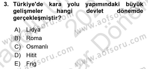 Turizm Tarihi Dersi 2021 - 2022 Yılı (Final) Dönem Sonu Sınav Soruları 3. Soru