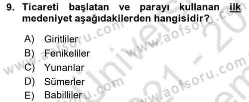 Turizm Tarihi Dersi 2021 - 2022 Yılı (Final) Dönem Sonu Sınav Soruları 9. Soru