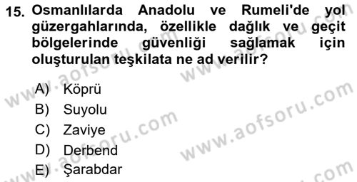 Turizm Tarihi Dersi 2021 - 2022 Yılı Yaz Okulu Sınav Soruları 15. Soru