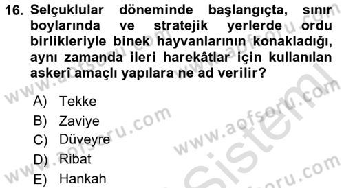 Turizm Tarihi Dersi 2021 - 2022 Yılı Yaz Okulu Sınav Soruları 16. Soru
