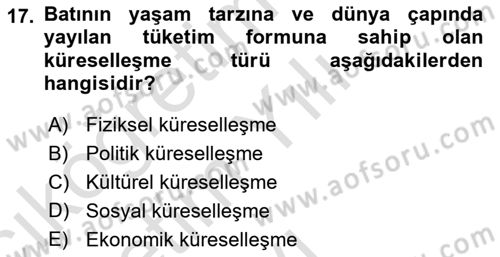 Turizm Tarihi Dersi 2021 - 2022 Yılı Yaz Okulu Sınav Soruları 17. Soru