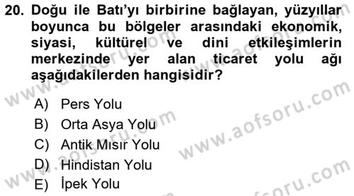 Turizm Tarihi Dersi 2021 - 2022 Yılı Yaz Okulu Sınav Soruları 20. Soru