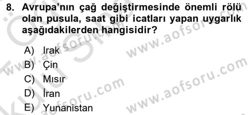 Turizm Tarihi Dersi 2021 - 2022 Yılı Yaz Okulu Sınav Soruları 8. Soru