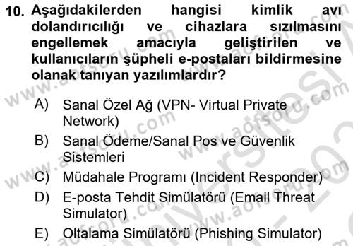 Turizm Ve Güvenlik Dersi 2020 - 2021 Yılı Yaz Okulu Sınav Soruları 10. Soru