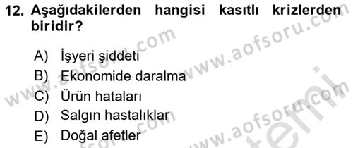 Turizm Ve Güvenlik Dersi 2020 - 2021 Yılı Yaz Okulu Sınav Soruları 12. Soru