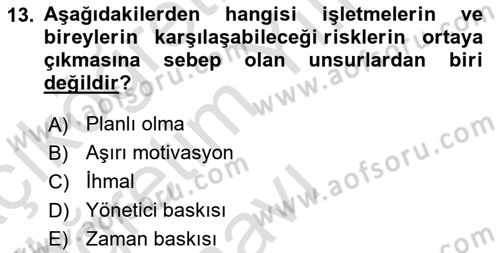 Turizm Ve Güvenlik Dersi 2020 - 2021 Yılı Yaz Okulu Sınav Soruları 13. Soru
