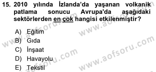Turizm Ve Güvenlik Dersi 2020 - 2021 Yılı Yaz Okulu Sınav Soruları 15. Soru