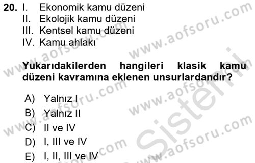 Turizm Ve Güvenlik Dersi 2020 - 2021 Yılı Yaz Okulu Sınav Soruları 20. Soru