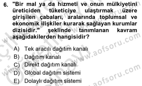 Turizm Ve Güvenlik Dersi 2020 - 2021 Yılı Yaz Okulu Sınav Soruları 6. Soru