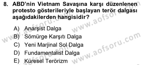 Turizm Ve Güvenlik Dersi 2020 - 2021 Yılı Yaz Okulu Sınav Soruları 8. Soru
