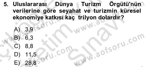 Turizm Ve Güvenlik Dersi 2021 - 2022 Yılı (Vize) Ara Sınav Soruları 5. Soru
