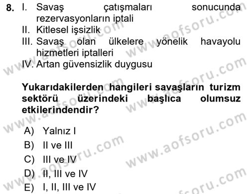 Turizm Ve Güvenlik Dersi 2021 - 2022 Yılı (Final) Dönem Sonu Sınavı 8. Soru