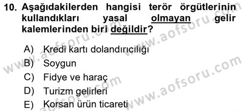 Turizm Ve Güvenlik Dersi 2021 - 2022 Yılı Yaz Okulu Sınav Soruları 10. Soru