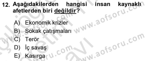 Turizm Ve Güvenlik Dersi 2021 - 2022 Yılı Yaz Okulu Sınav Soruları 12. Soru
