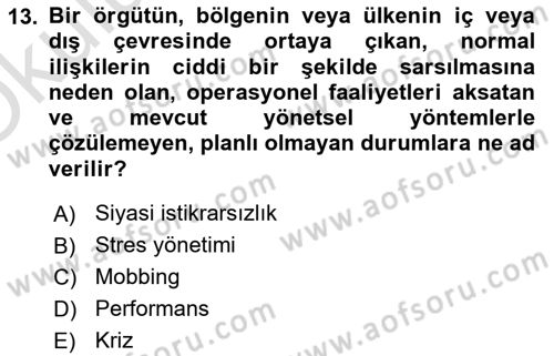 Turizm Ve Güvenlik Dersi 2021 - 2022 Yılı Yaz Okulu Sınav Soruları 13. Soru