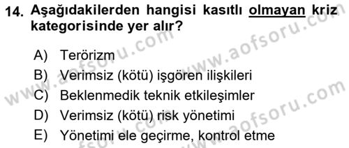 Turizm Ve Güvenlik Dersi 2021 - 2022 Yılı Yaz Okulu Sınav Soruları 14. Soru