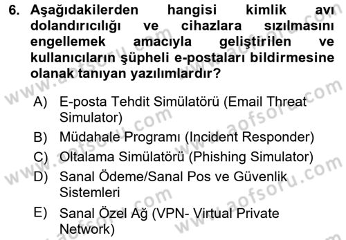 Turizm Ve Güvenlik Dersi 2021 - 2022 Yılı Yaz Okulu Sınav Soruları 6. Soru