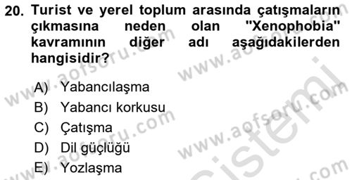 Kırsal Turizm Ve Kalkınma Dersi 2021 - 2022 Yılı (Vize) Ara Sınavı 20. Soru