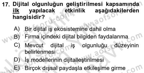 Dijital Turizm Dersi 2021 - 2022 Yılı (Vize) Ara Sınavı 17. Soru