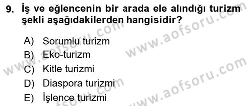 Dijital Turizm Dersi 2021 - 2022 Yılı (Vize) Ara Sınavı 9. Soru