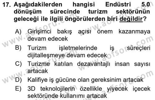 Dijital Turizm Dersi 2021 - 2022 Yılı (Final) Dönem Sonu Sınavı 17. Soru