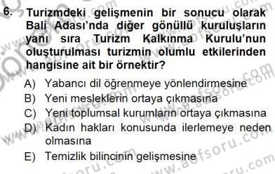 Genel Turizm Bilgisi Dersi 2012 - 2013 Yılı (Final) Dönem Sonu Sınav Soruları 6. Soru