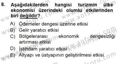 Genel Turizm Bilgisi Dersi 2012 - 2013 Yılı (Final) Dönem Sonu Sınav Soruları 8. Soru
