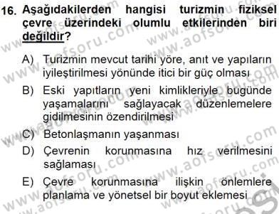 Genel Turizm Bilgisi Dersi 2013 - 2014 Yılı (Final) Dönem Sonu Sınav Soruları 16. Soru