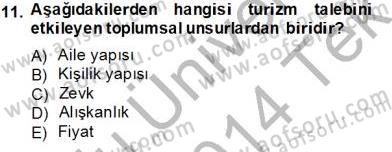 Genel Turizm Bilgisi Dersi 2013 - 2014 Yılı Tek Ders Sınav Soruları 11. Soru