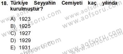 Genel Turizm Bilgisi Dersi 2013 - 2014 Yılı Tek Ders Sınav Soruları 18. Soru